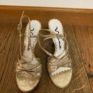 Nina gold foil heels